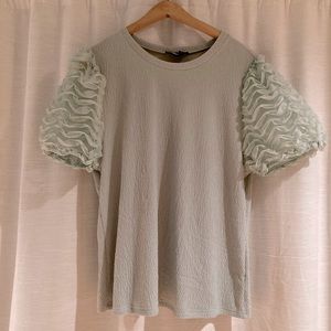 Mint Green Top with puffy cool shot sleeves